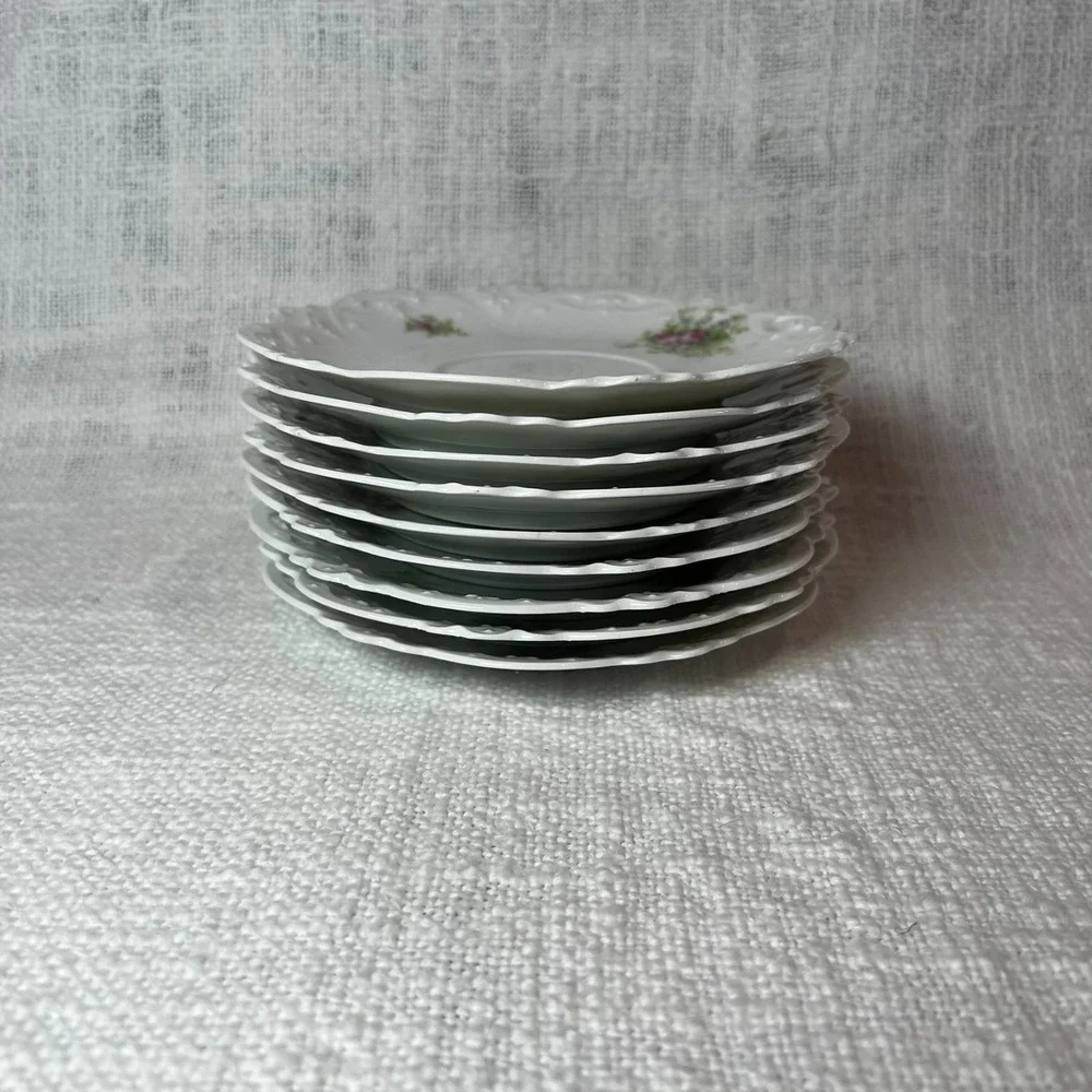 Vintage Set of 9 Bassett‎ Austria Limoges Fine China Saucer 5.5